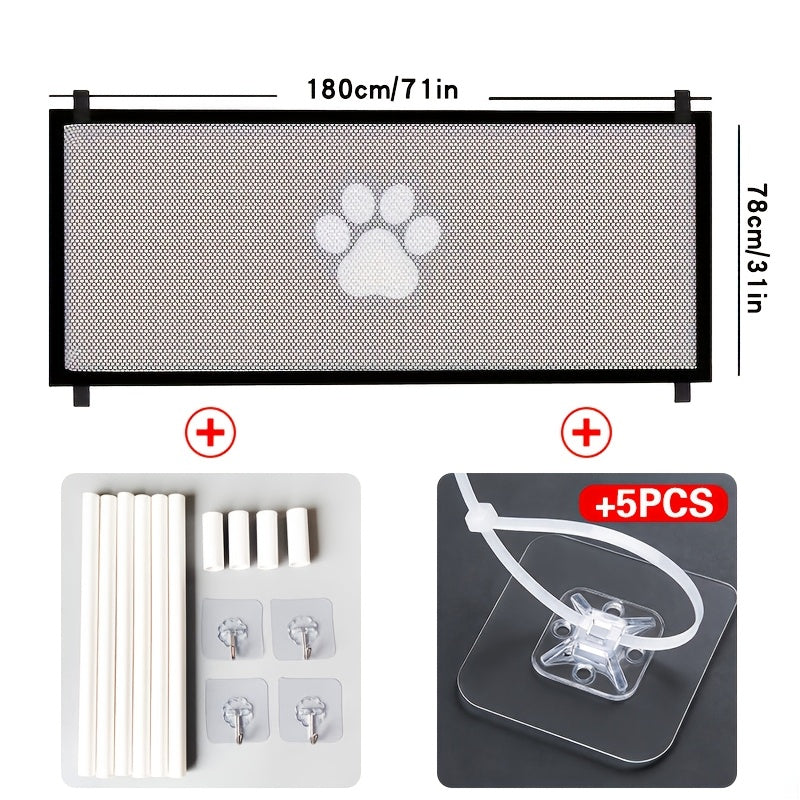 Pet Gate Folding Mesh Dog Safety Fence Isolation Net - Portable Collapsible Pet Barrier for Doorways Stairs Cars, Indoor Outdoor Dog Cat Protection Gate, Small Large Size Available