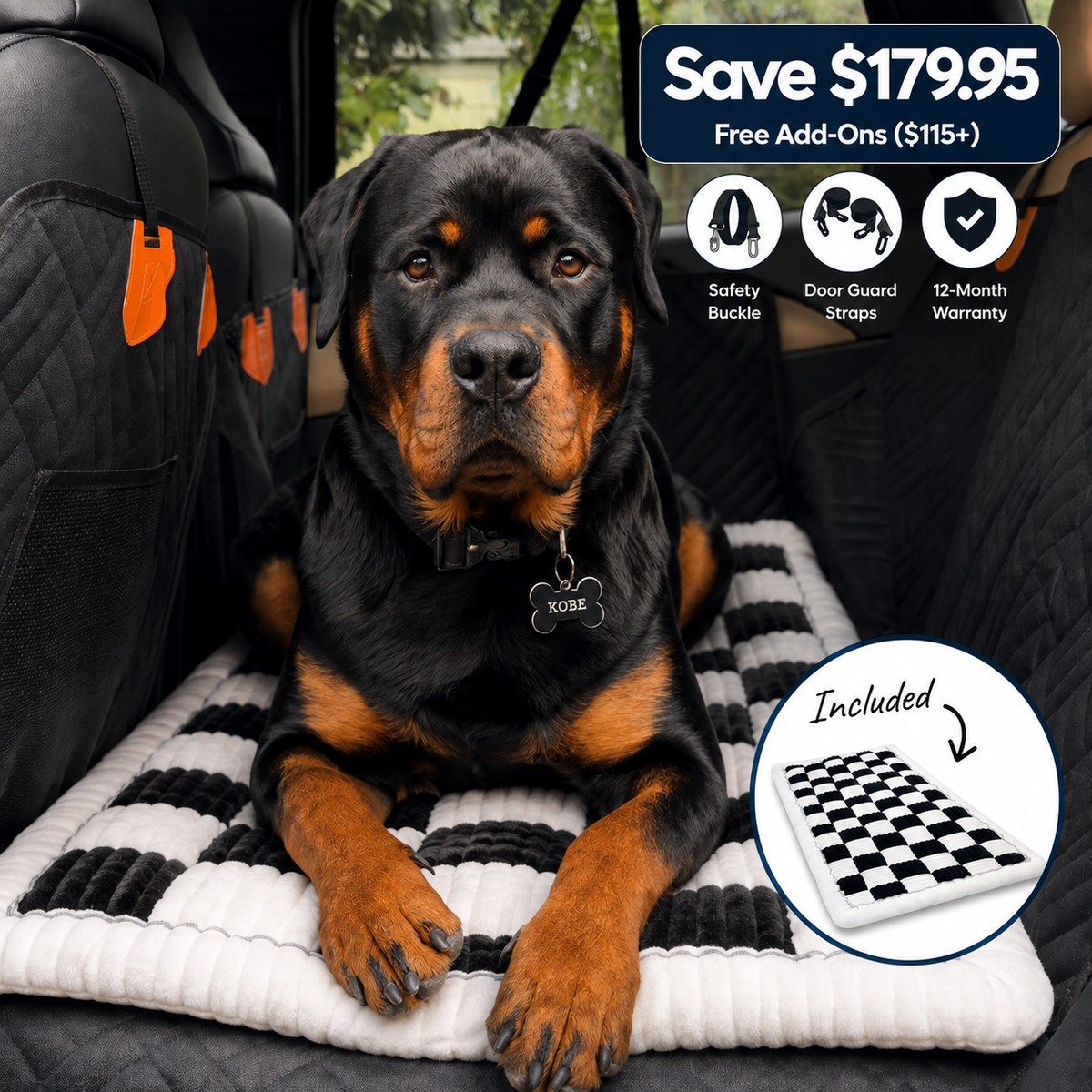 Vehicle Back Seat Cover and Dog Bed product image 1