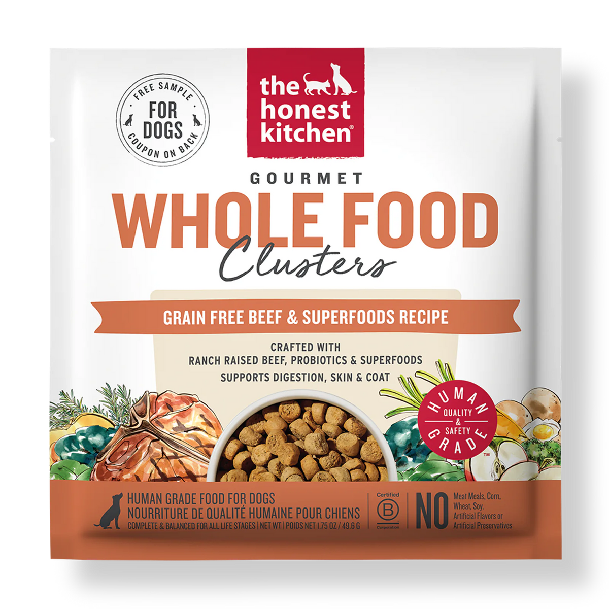 The Honest Kitchen Whole Food Clusters Whole Grain Beef &amp; Superfoods Recipe Human Grade Dry Dog Food ::1-lb