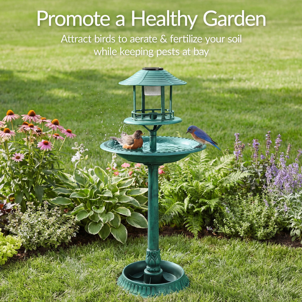 Solar Lighted Pedestal Bird Bath product image 28