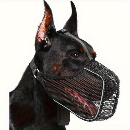 Dog Muzzle Reflective Mesh 2 Pack Anti-Bite Full Coverage with Adjustable Straps, Soft Breathable Polyester Dog Mask for Grooming Vet Visits Walking, Sizes M L XL XXL, Black