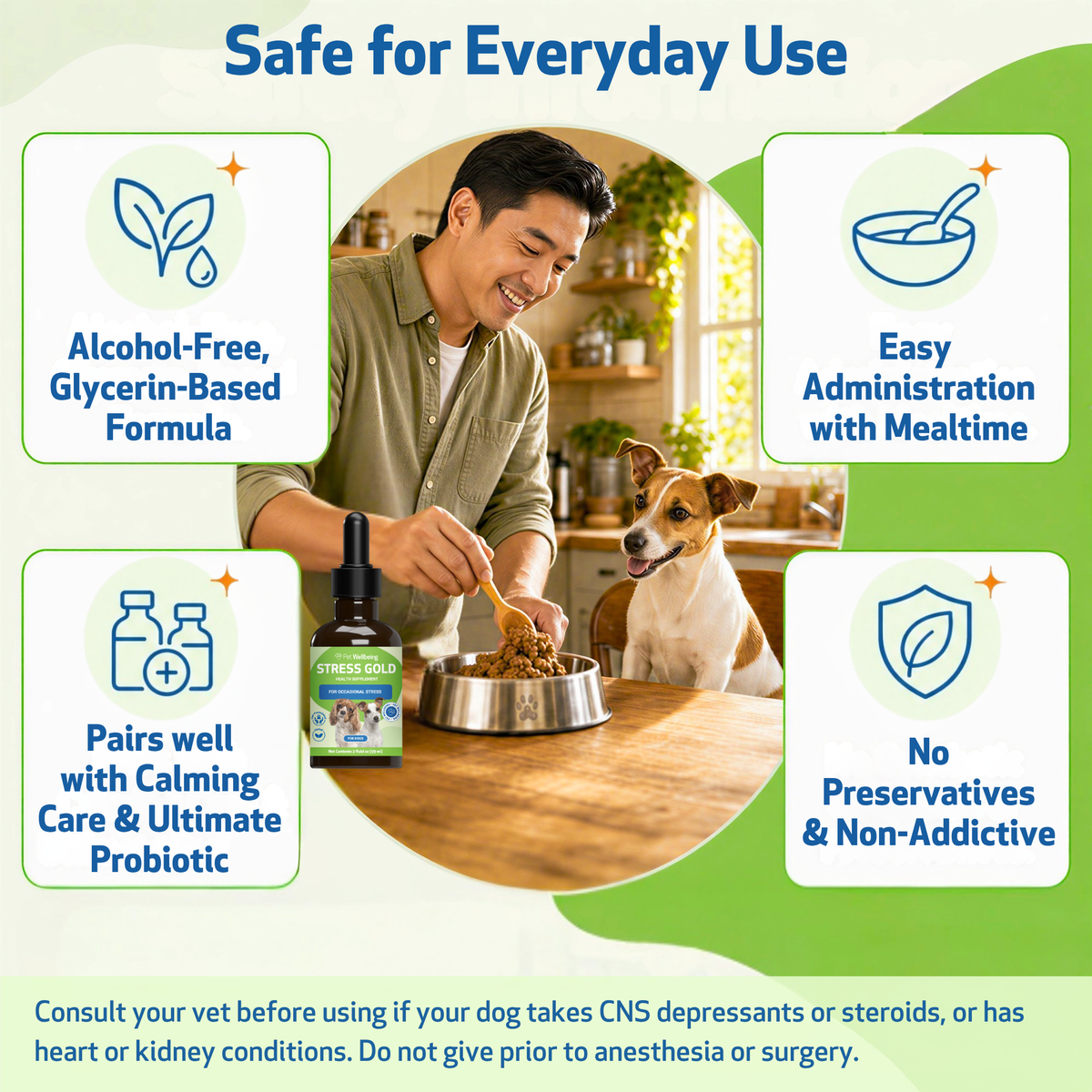 Dog calming supplement for occasional stress support during travel, loud noises, vet visits, and changes