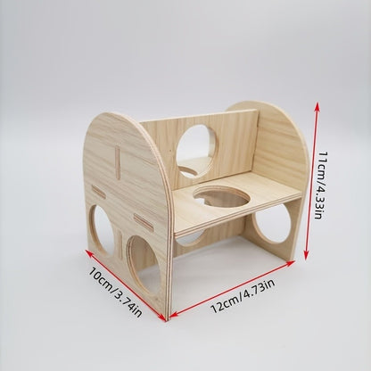 Hamster Cage Accessories 6-Piece Wooden Set - Running Wheel, Villa House, Swing, Nesting House for Hamsters Guinea Pigs Gerbils - Natural Wood Small Animal Habitat Enrichment Toys & Cage Supplies