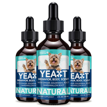 Yeast Supplement Drops for Dogs & Cats – No Odor Formula with Pau D’Arco Bark & Goldenseal Herb Liquid Extract | Easy-to-Use Pet Antifungal Support, 2 Fl Oz (60ml)