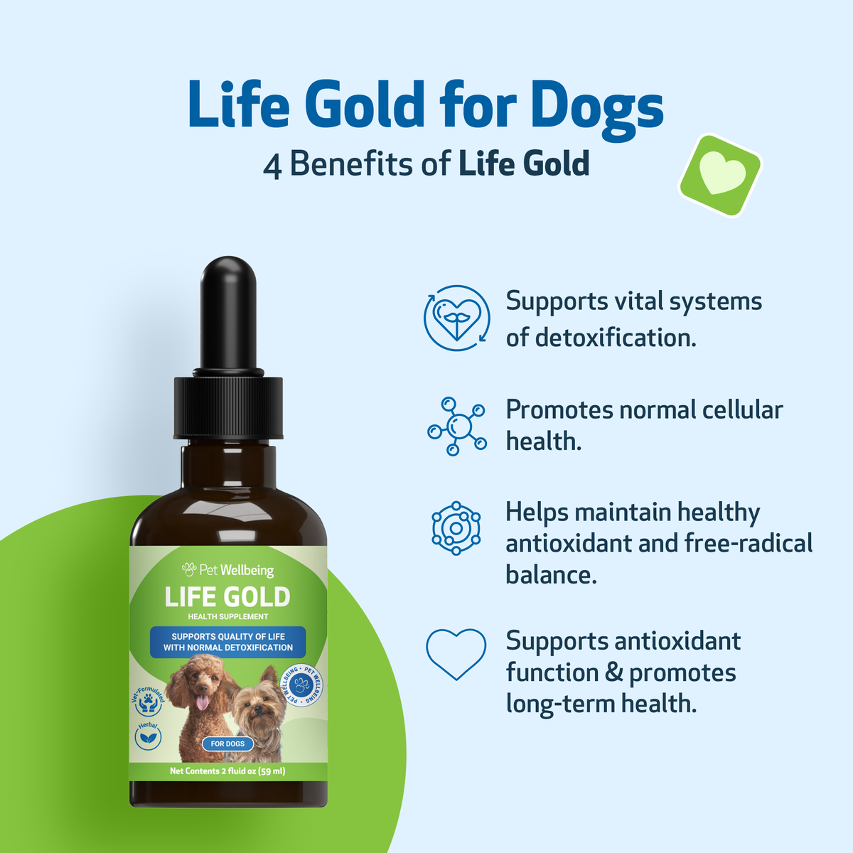 Dog immune support supplement kit for antioxidant balance and everyday holistic wellness, two liquid formulas