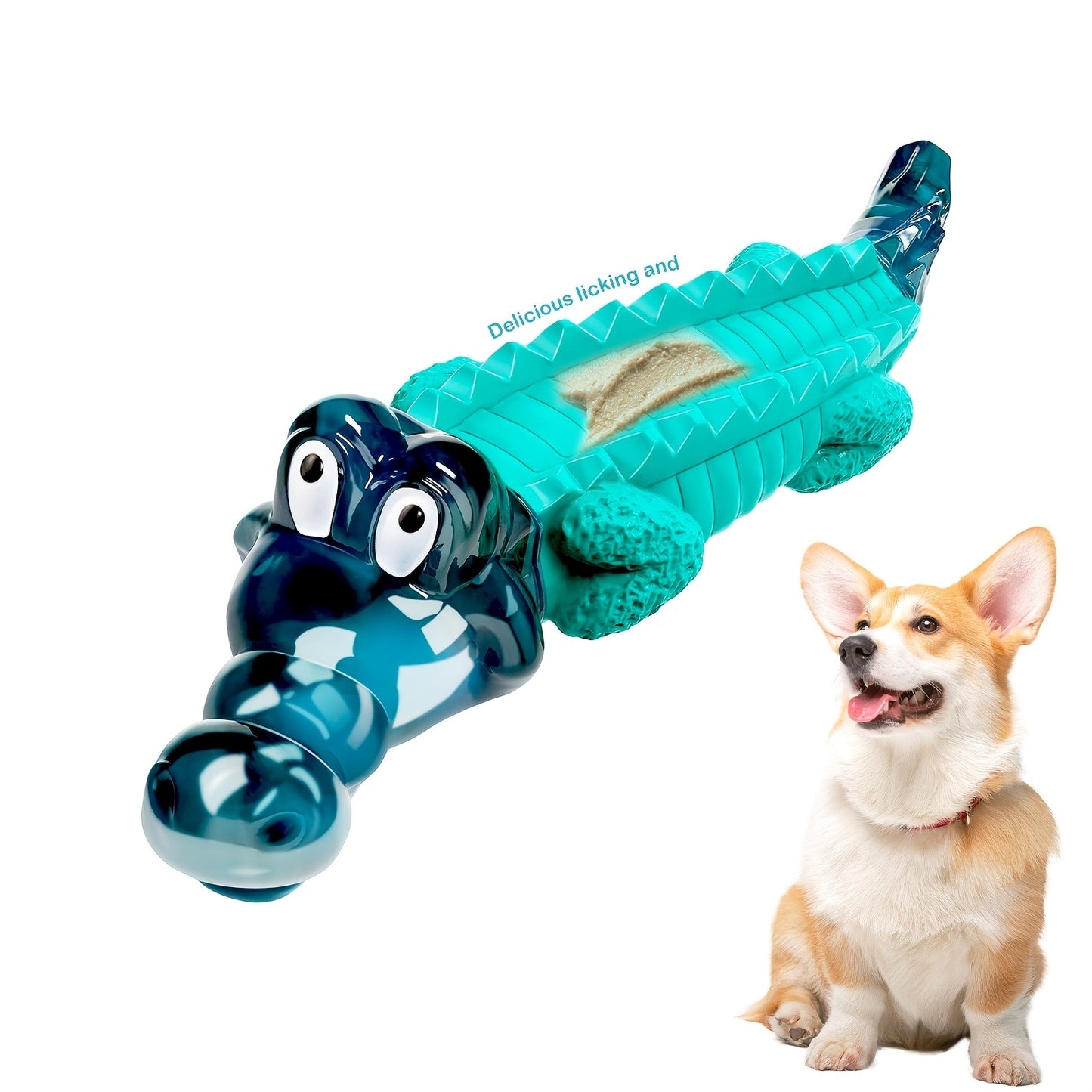 Indestructible Dog Chew Toy for Large & Medium Dogs - Tough Rubber Crocodile Chew Toy with Milk Flavor & Dental Ridges, Durable Dog Toys for Aggressive Chewers 20-100 lbs, Reduces Anxiety & Boredom