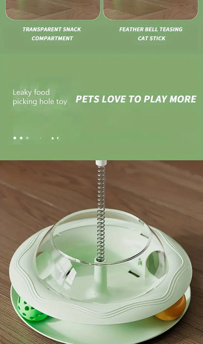 Cat Puzzle Toy Spinning Wheel with Food Spill Feeder - Interactive Rotating Excavating Toy for Indoor Cats & Kittens, No Battery Mental Stimulation & Hunting Instinct Exercise Toy