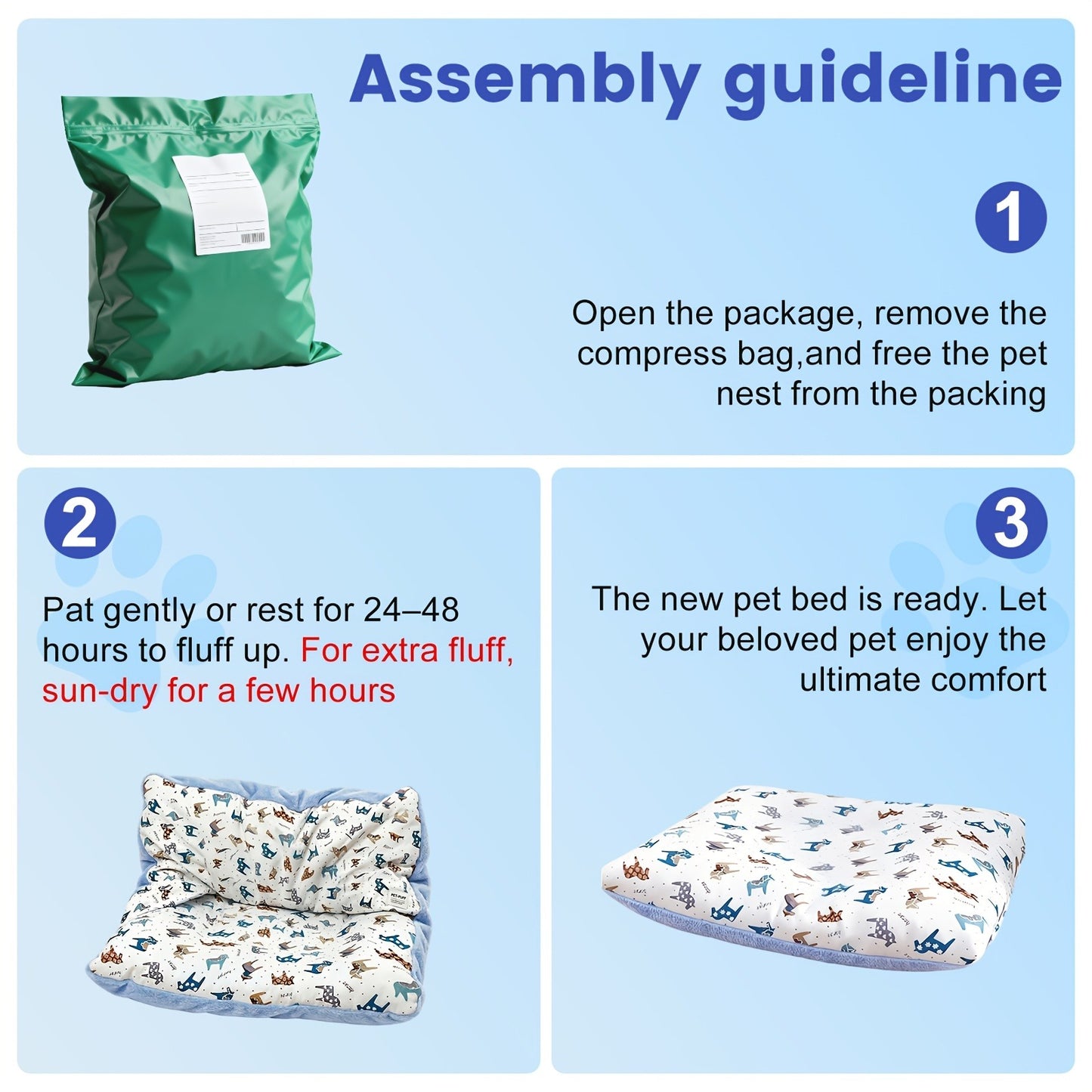Breathable Washable Dog Bed Mattress – All-Season Pet Mat with Removable Cover & Non-Slip Bottom for Small, Medium & Large Dogs | Cute Animal Patterns