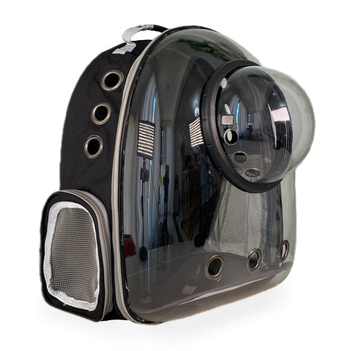 Space Capsule Pet Backpack Carrier for Cats & Small Dogs - Portable Double Shoulder Bag with Bubble Window, Breathable Lightweight Travel Backpack for Pets, Hands-Free Cat Carrier Bag, Black