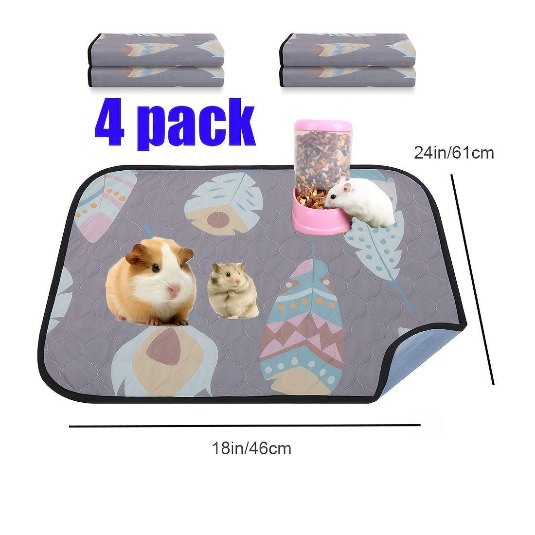 1/2/4pack LOOBANI Washable Pee Pads for Dogs, Ultra-Absorbent and Leak-Proof Whelping Pads, Non-Slip Reusable Puppy Pads, Puppy Training Pads for Playpen, Crate, Housebreak (Gray)