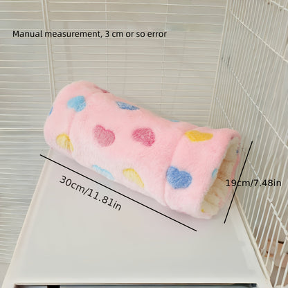 Hamster Tunnel Nest Plush Sleeping Bag – Soft Warm Small Animal Hideout with Hammock Passage for Hamsters, Guinea Pigs, Rats, Honey Possums & Dutch Pigs, Flower Branch Design, Pink & Green