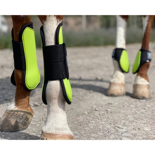 Horse Boots Set of 4 – Open Front Tendon & Fetlock Leg Protection Boots, PU Neoprene Splint Boots for Training, Racing, Riding & Jumping, Full, COB & Pony Sizes, 10 Colors