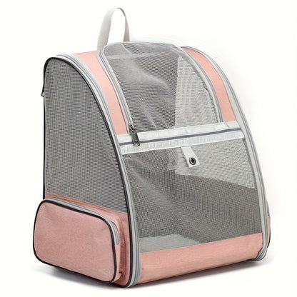 Pet Carrier Backpack for Cats and Dogs, Breathable Mesh Ventilation Transparent Window Foldable Travel Bag with Chest Buckle Removable Mat, Fits Pets Up to 18 lbs for Hiking Outdoor Travel