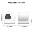 Meowant MW-SC01 self-cleaning cat litter box, gray and yellow model dimensions.