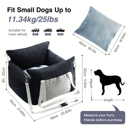 Dog Car Seat Carrier Booster with Safety Harness - Pet Travel Seat for Dogs & Cats, Handheld & Shoulder Strap, Fits Front & Back Seat, Multi-Scene Use for Cafe Park Outdoor
