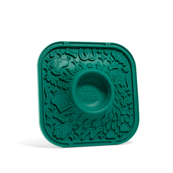 Dog Lick Mat for Treat Spreads and Slow Enrichment, Textured Square Pad in Forest Green or Lavender source image 1