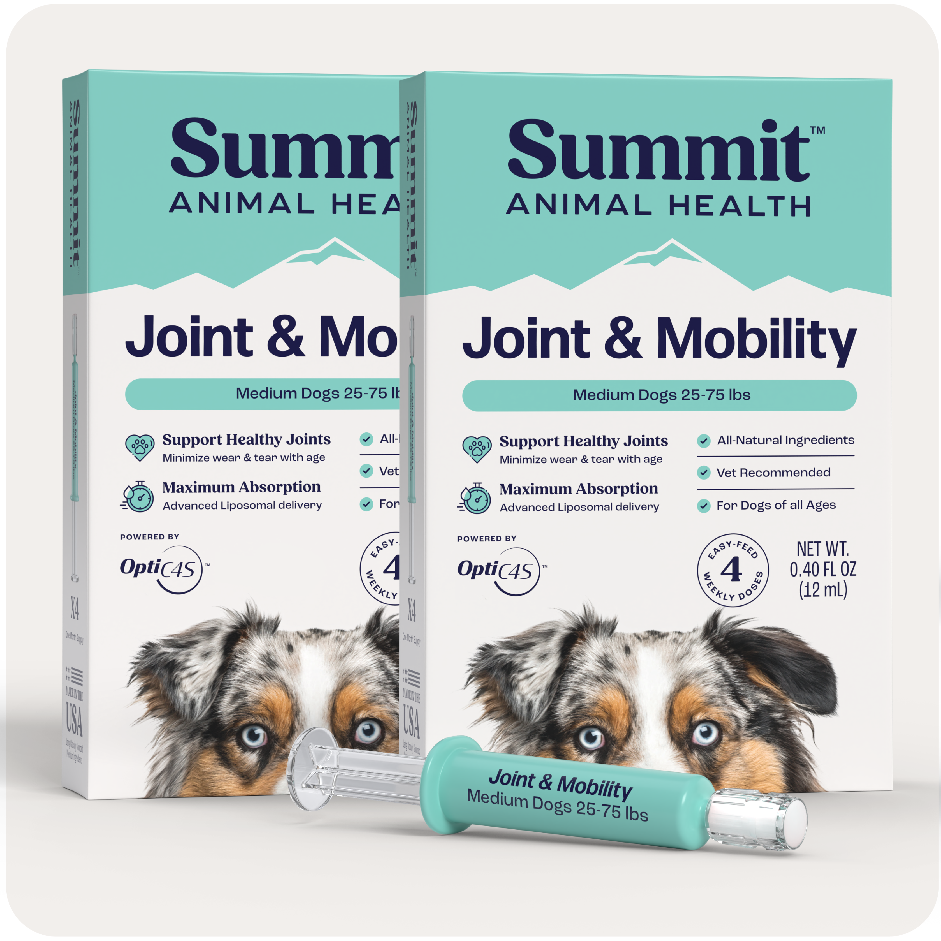 Joint & Mobility Liquid for medium dogs by Summit Animal Health.