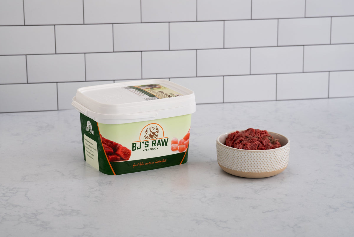 BJ's Basic Mix raw dog food with beef and chicken