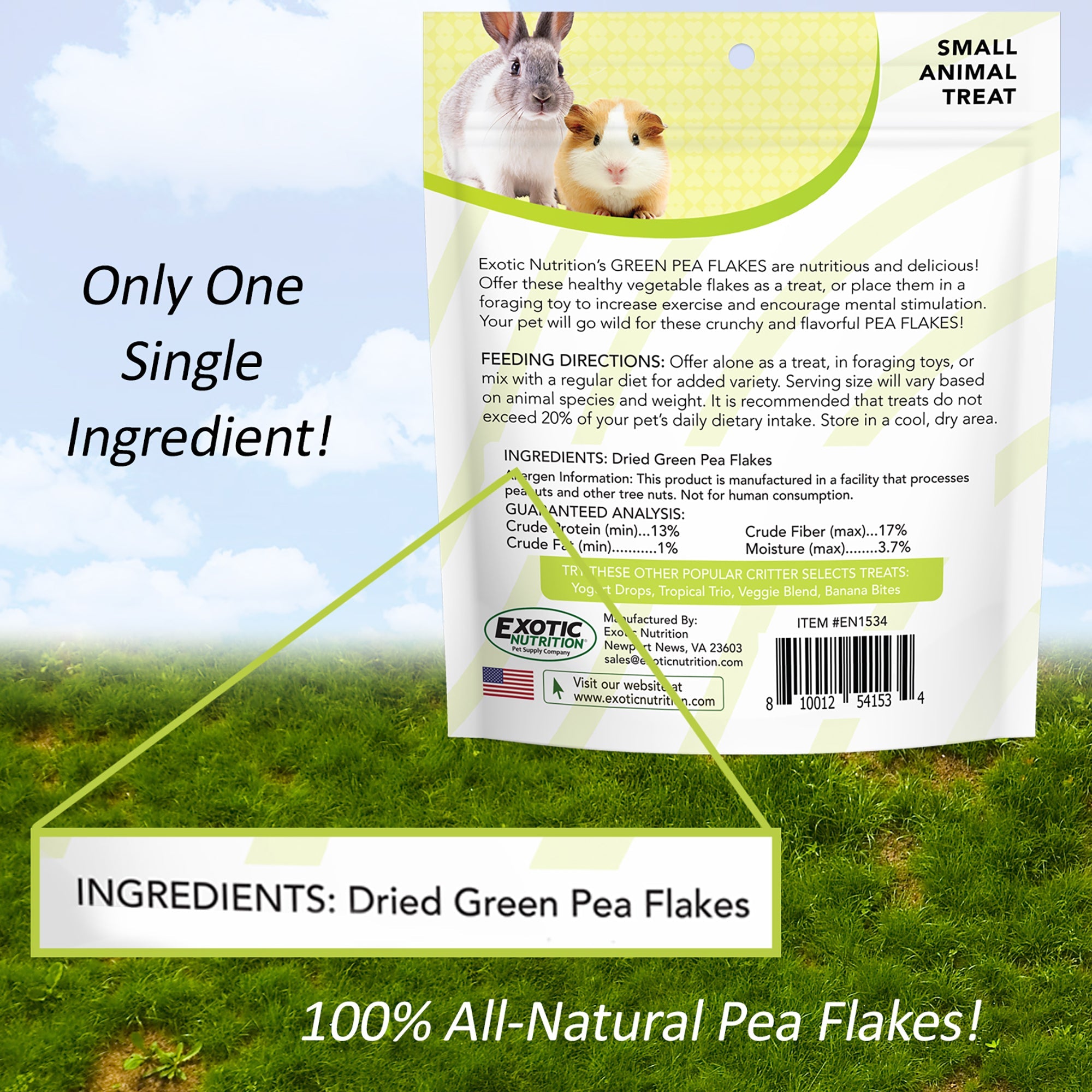 Green Pea Flake Small Pet Treats product image 3