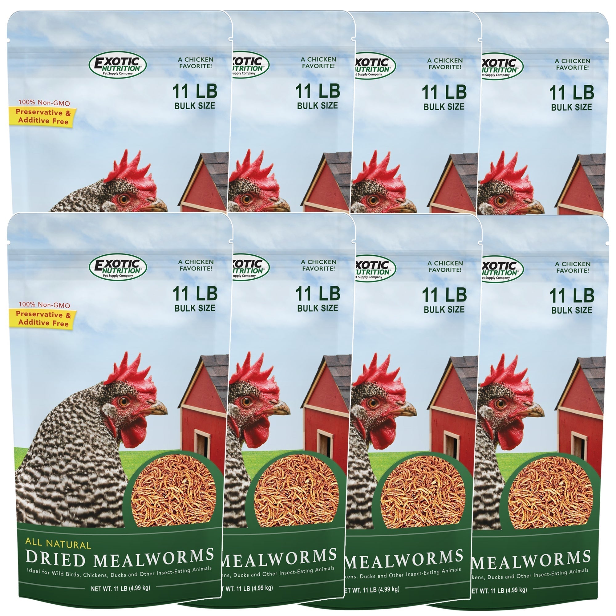 Bulk Dried Mealworms for Poultry and Wild Birds, 88 lb (8 bags)