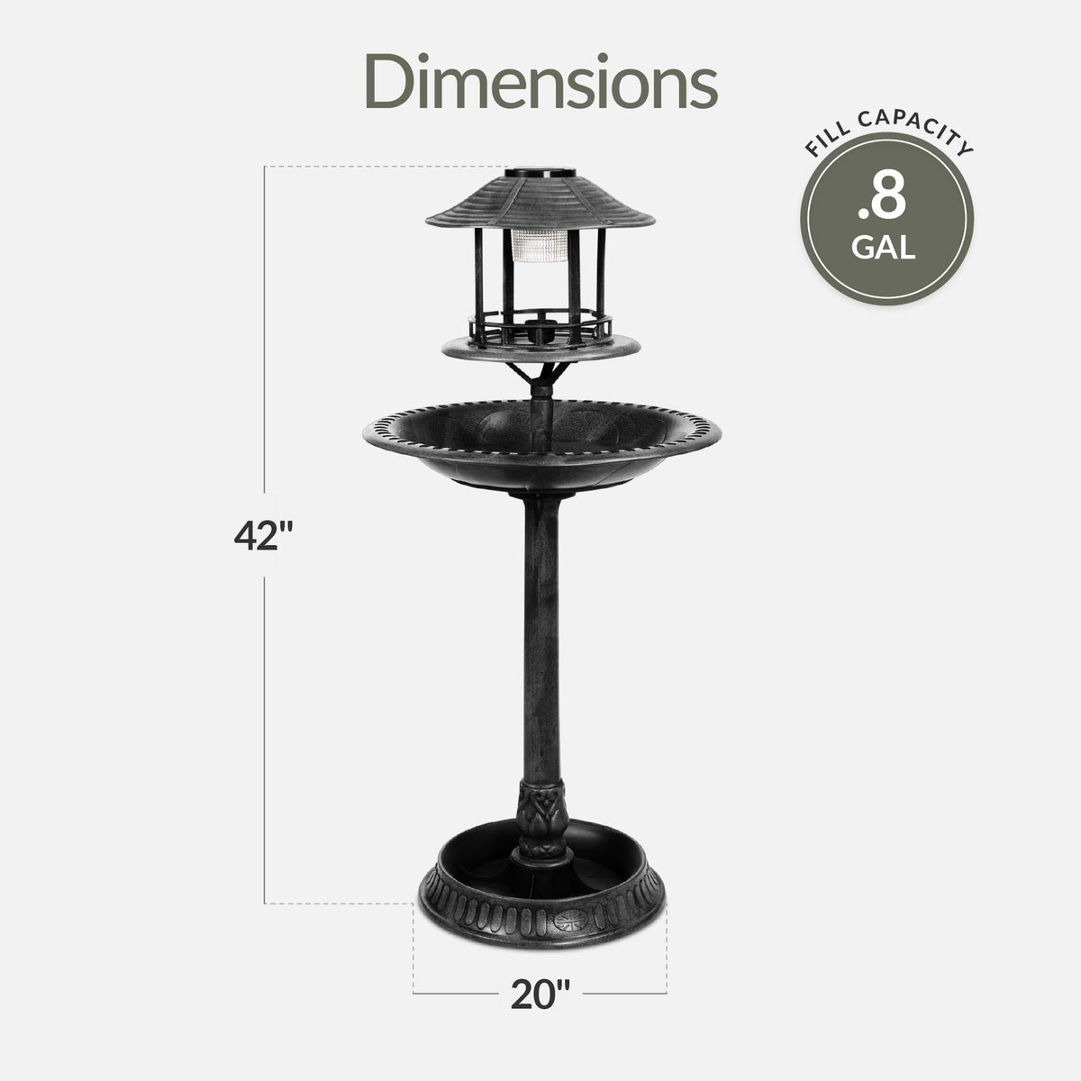 Solar Lighted Pedestal Bird Bath product image 2