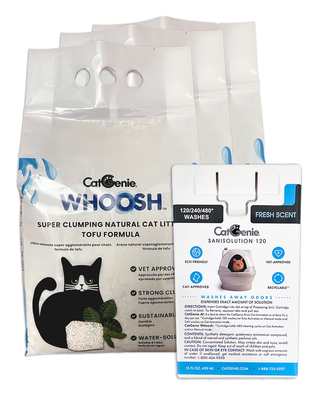 Whoosh Super Clumping Cat Litter 3+1 Combo - CatGenie