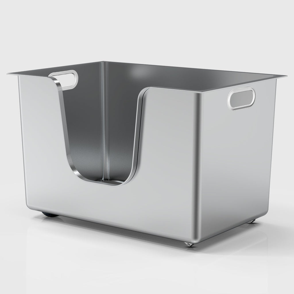 XL high-sided stainless steel cat litter box with side entry