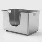 XL high-sided stainless steel cat litter box with side entry