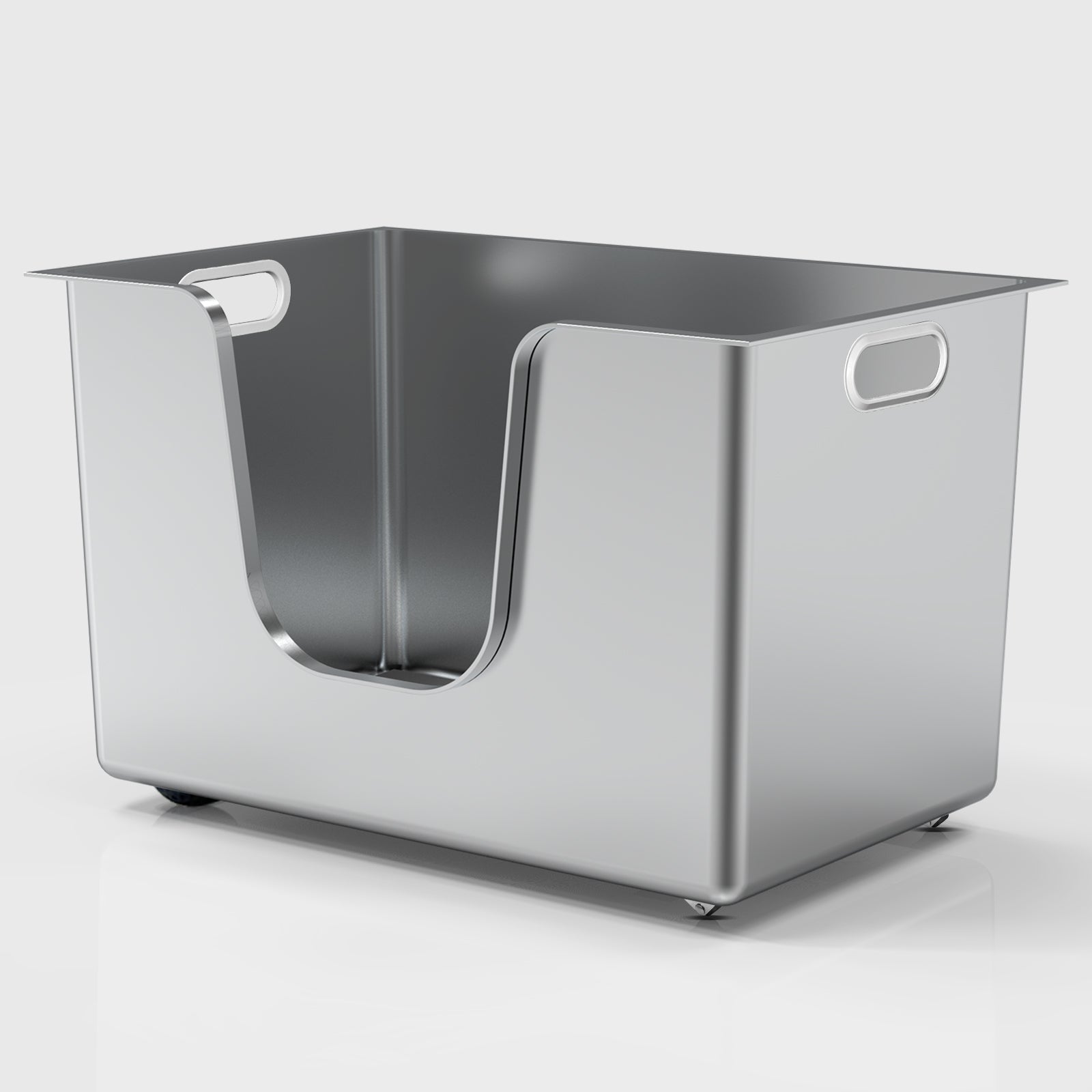 XL high-sided stainless steel cat litter box with side entry
