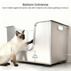 Low side entrance helps senior cats enter a high-sided litter box