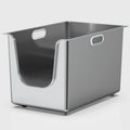 13.7-inch high-sided stainless steel cat litter box with front entry