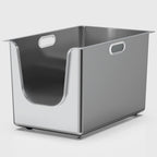 13.7-inch high-sided stainless steel cat litter box with front entry