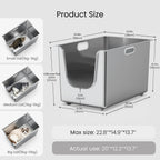 Front-entry stainless steel cat litter box dimensions for large cats