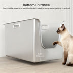 Bottom front entry helps older cats access a high-sided litter box