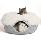 Calming Donut Cat Bed and Cave with Removable Plush Top, Washable Two-Level Hideaway in Large or Jumbo source image 3