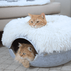 Calming Donut Cat Bed and Cave with Removable Plush Top, Washable Two-Level Hideaway in Large or Jumbo source image 6