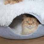 Calming Donut Cat Bed and Cave with Removable Plush Top, Washable Two-Level Hideaway in Large or Jumbo source image 7