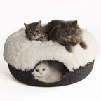 Calming Donut Cat Bed and Cave with Removable Plush Top, Washable Two-Level Hideaway in Large or Jumbo source image 9