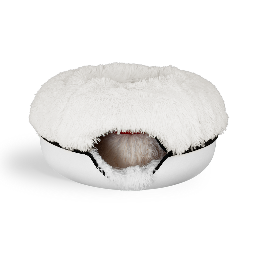Calming Donut Cat Bed and Cave with Removable Plush Top, Washable Two-Level Hideaway in Large or Jumbo source image 17