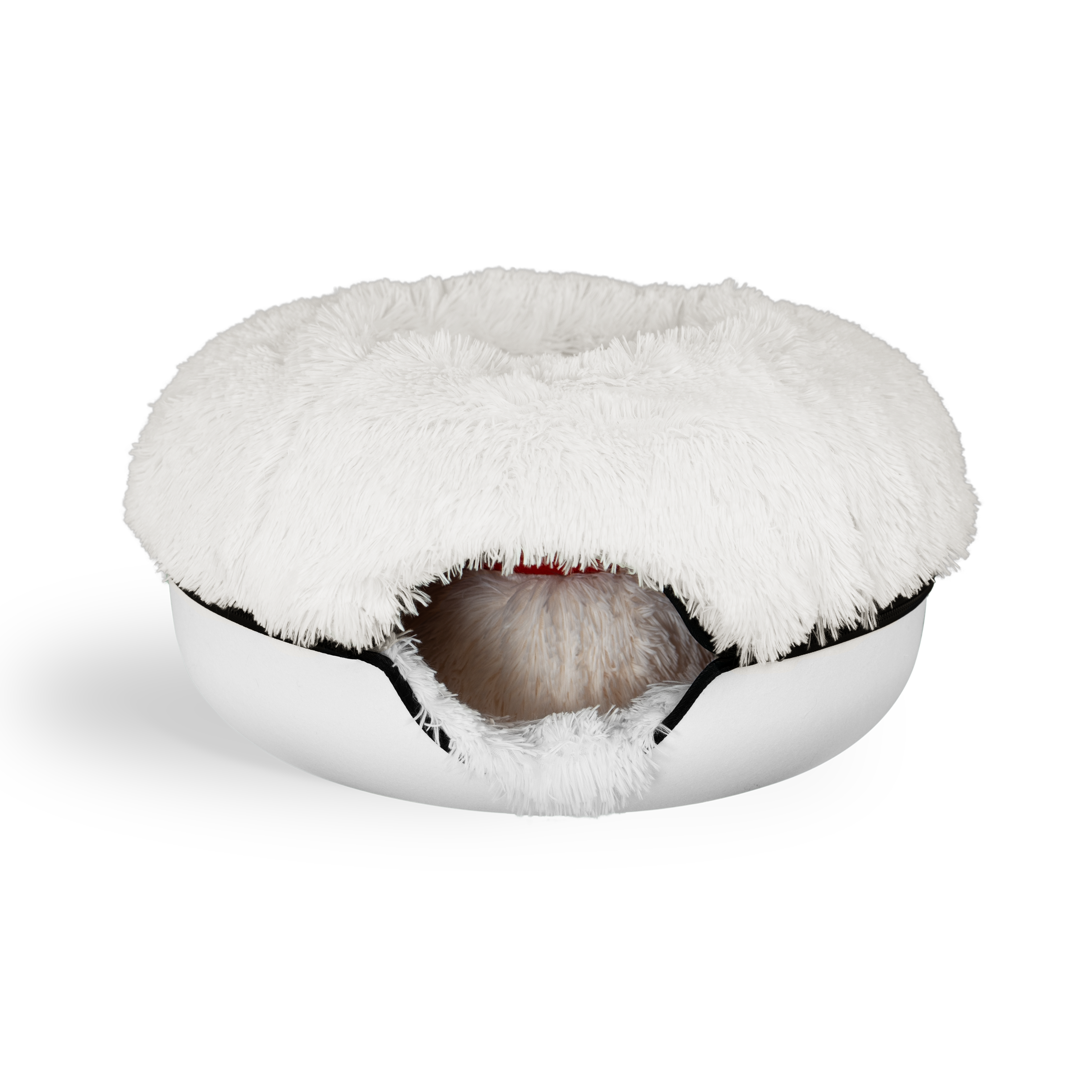 Calming Donut Cat Bed and Cave with Removable Plush Top, Washable Two-Level Hideaway in Large or Jumbo source image 17