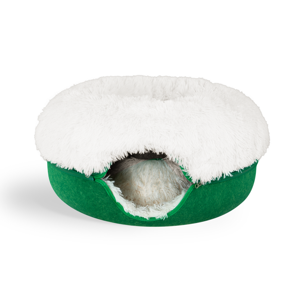 Calming Donut Cat Bed and Cave with Removable Plush Top, Washable Two-Level Hideaway in Large or Jumbo source image 20