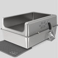 PTLOM XXL stainless steel cat litter box with high sides, mat and scoop