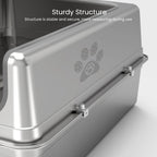 Stable locking structure on an XXL stainless steel cat litter box