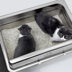 XXL stainless steel litter box providing room for two cats