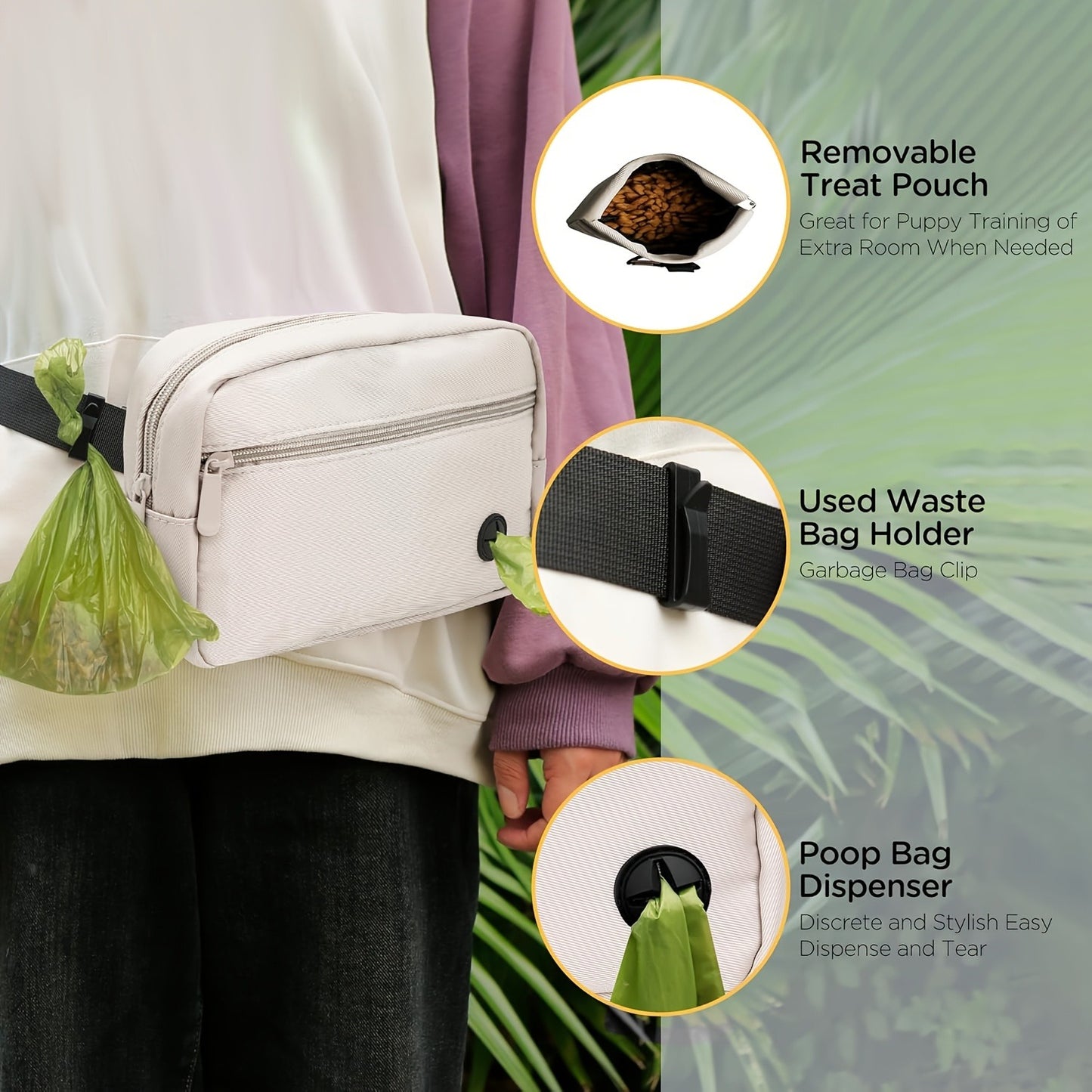 Dog Treat Pouch for Training - Waist Belt Bag with Poop Bag Dispenser, Detachable Treat Bag & Carabiner - Dog Walking Bag for Puppy Training Rewards, Fits Phone, Keys & Water Bottle