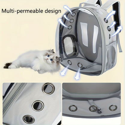 Space Capsule Pet Backpack Carrier for Cats & Small Dogs - Portable Double Shoulder Bag with Bubble Window, Breathable Lightweight Travel Backpack for Pets, Hands-Free Cat Carrier Bag, Black