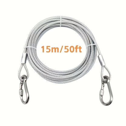 Stainless Steel Dog Leash Reflective Rust-Resistant Heavy Duty Cable Tie-Out for Medium Large Dogs Outdoor Yard Camping 3XL 4XL Multiple Lengths Silvery Grey