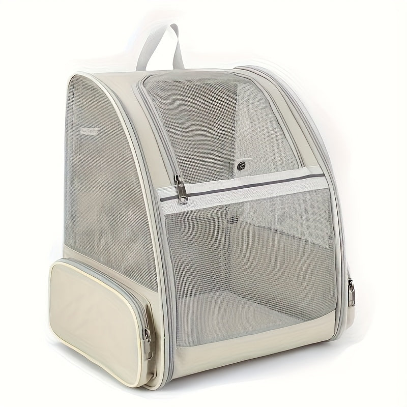 Pet Carrier Backpack for Cats and Dogs, Breathable Mesh Ventilation Transparent Window Foldable Travel Bag with Chest Buckle Removable Mat, Fits Pets Up to 18 lbs for Hiking Outdoor Travel