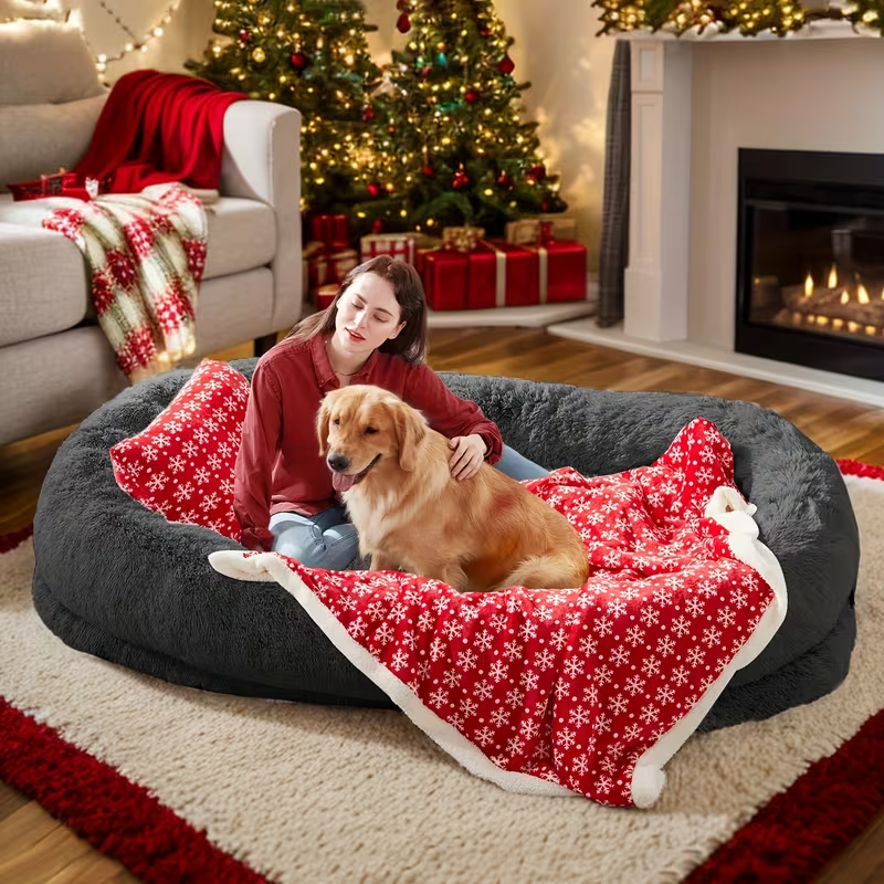 Human Dog Bed Extra Large - 70x44x11 Inch Washable Faux Fur Orthopedic Dog Bed for People & Pets, Non-Slip Giant Dog Bed with Removable Cover, Napping Lounger for Adults & Dogs in Multiple Colors