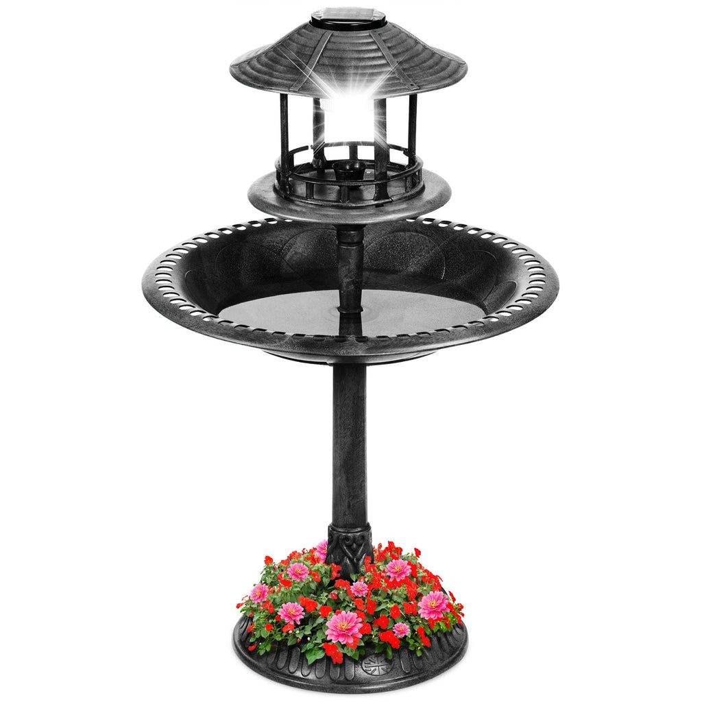 Solar Lighted Pedestal Bird Bath product image 1